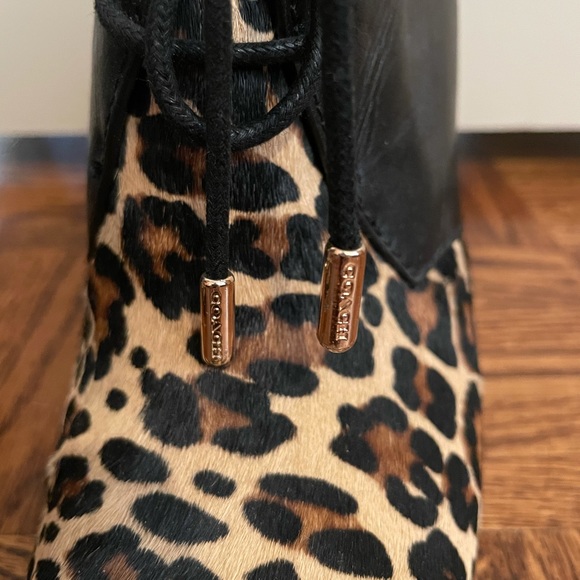 COACH Mercy Lace Up Booties - Leather & Leopard - Picture 3 of 8